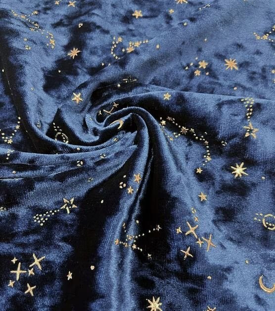 Celestial Gold Stars Velvet Fabric