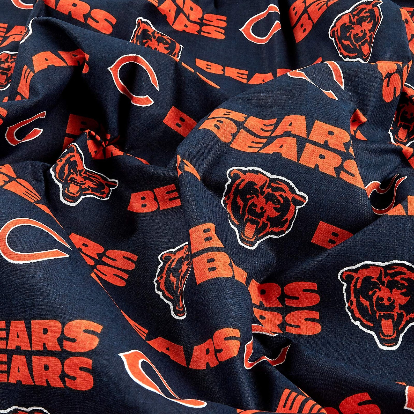 Chicago Bears Cotton Fabric - Navy Logo Print