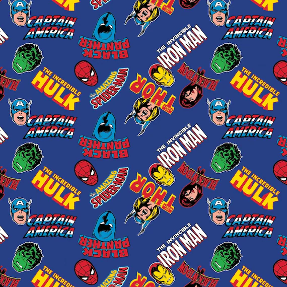 Marvel Character Toss Print Fabric