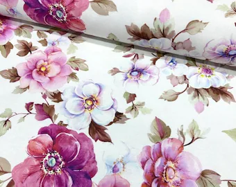 Modern Botanical Canvas Floral Fabric