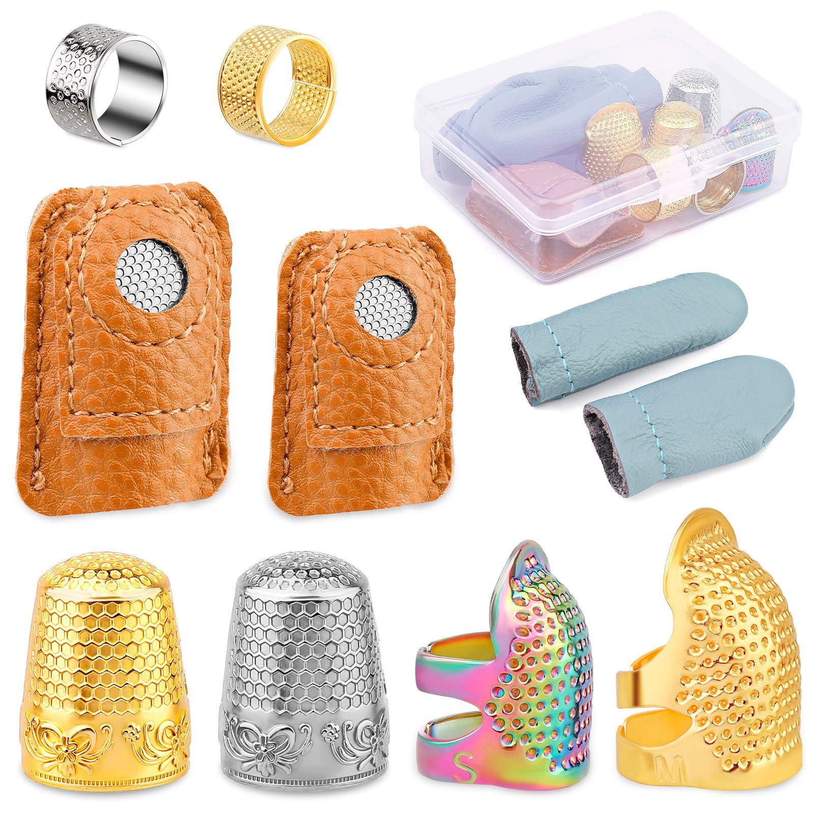 Premium Leather Thimble Set