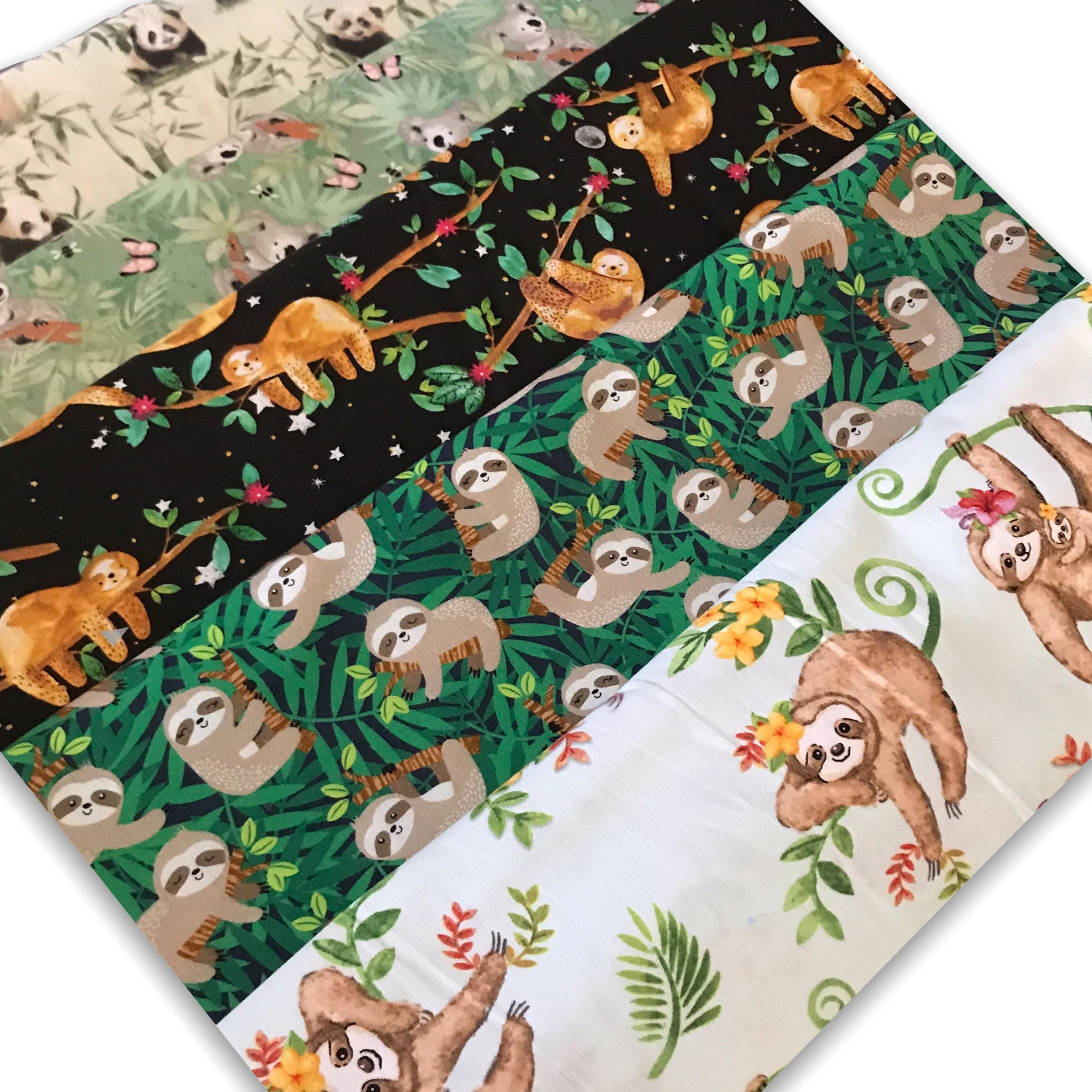 Tropical Sloth Flannel Fabric